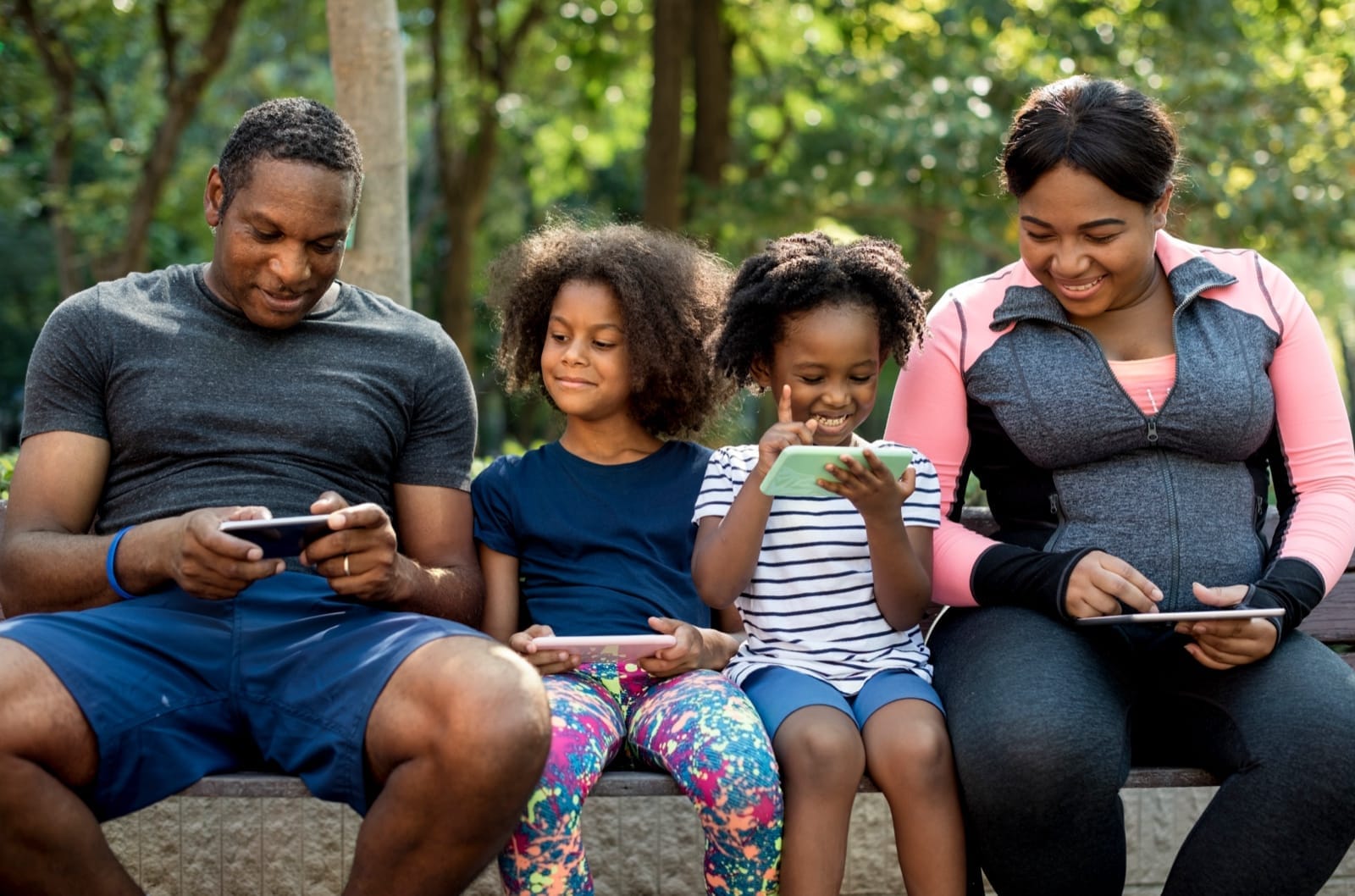 A family spending time together outdoors